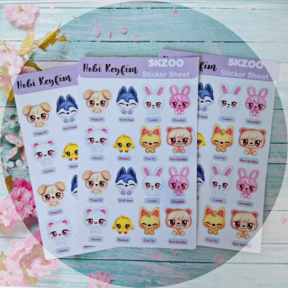 Skzoo animal sticker sheet 