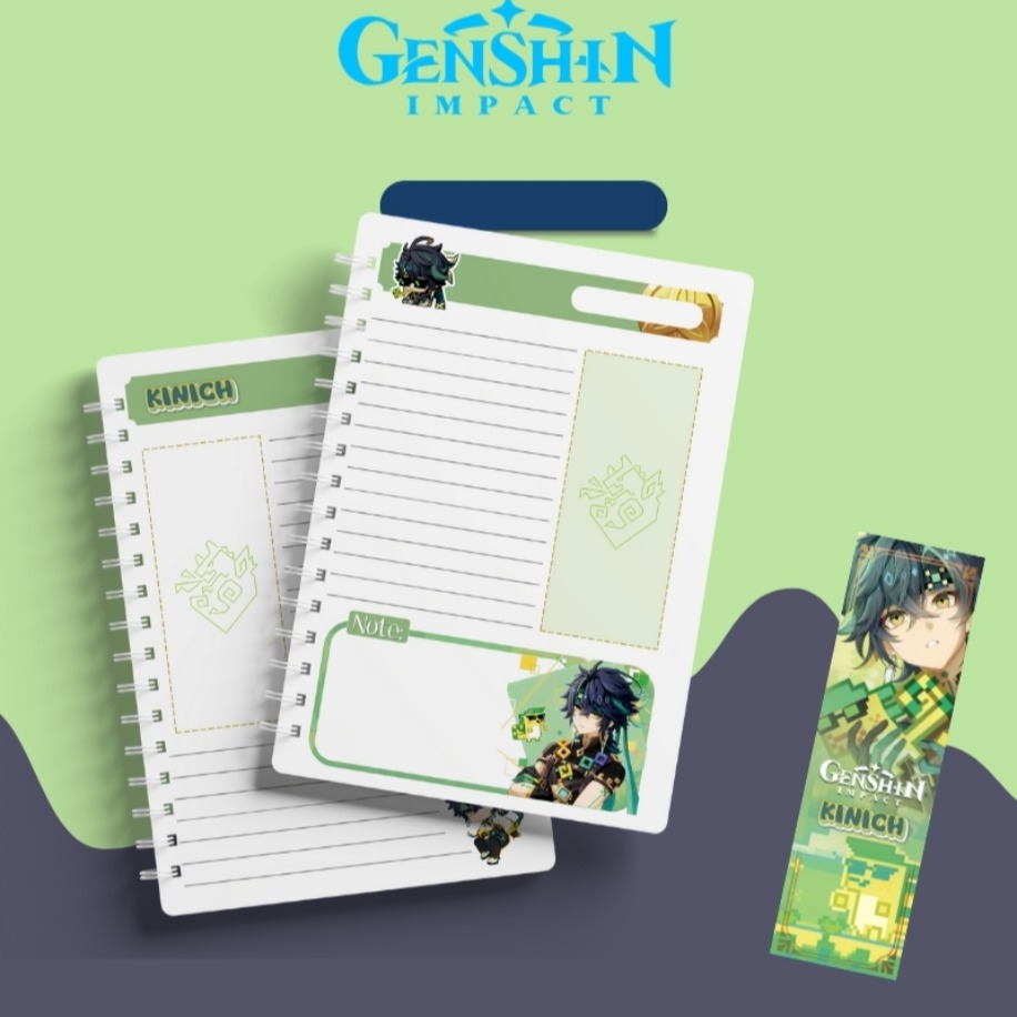 Genshin Impact Özel Tasarım Kinich Defter, Rozet ve Ayraç Seti