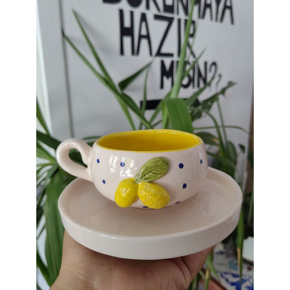 limon detaylı büyük fincan 