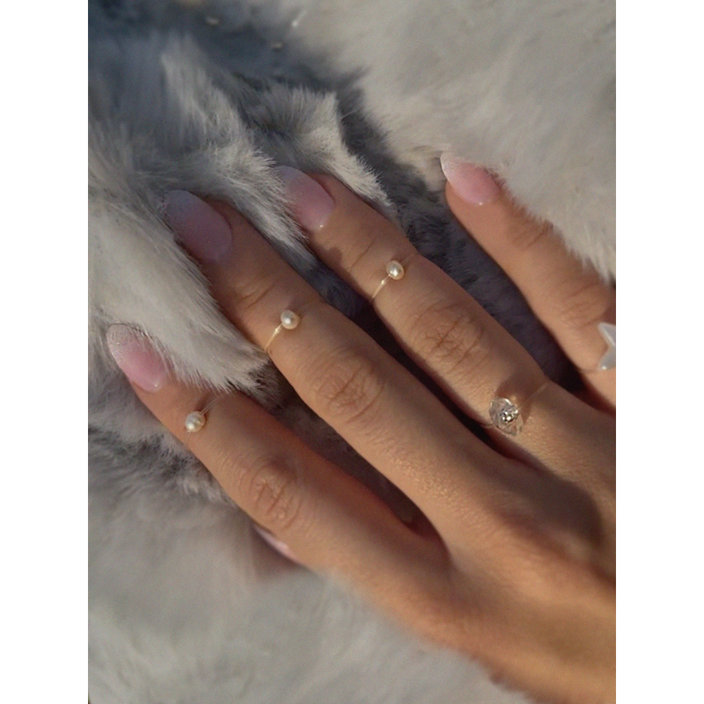 invisible finger charm | set 2 |  şeffaf görünmez esnek hakiki inci yüzük