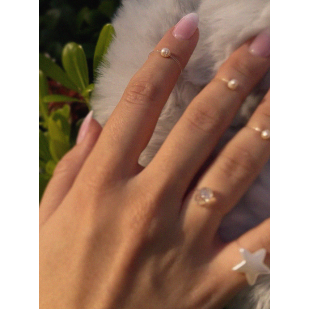 invisible finger charm | set 2 |  şeffaf görünmez esnek hakiki inci yüzük
