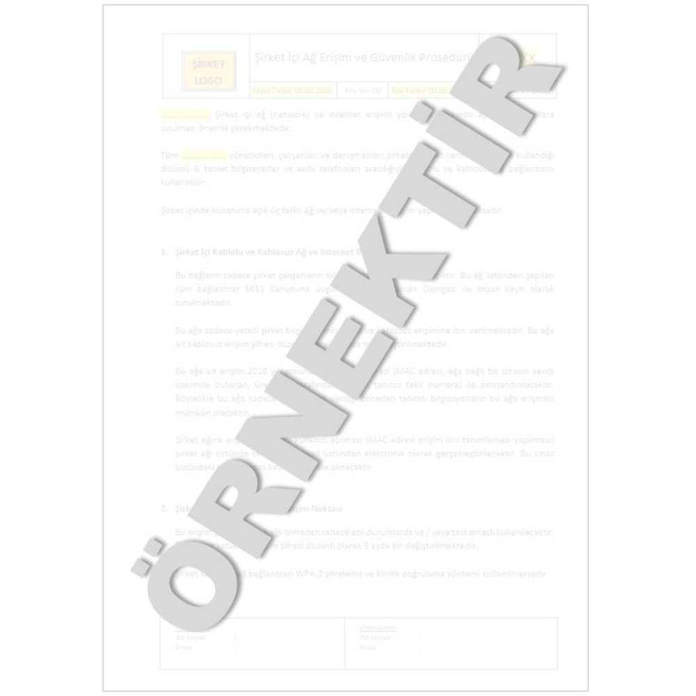 Şirket İçi Ağ Erişimi ve Güvenliği Prosedürü