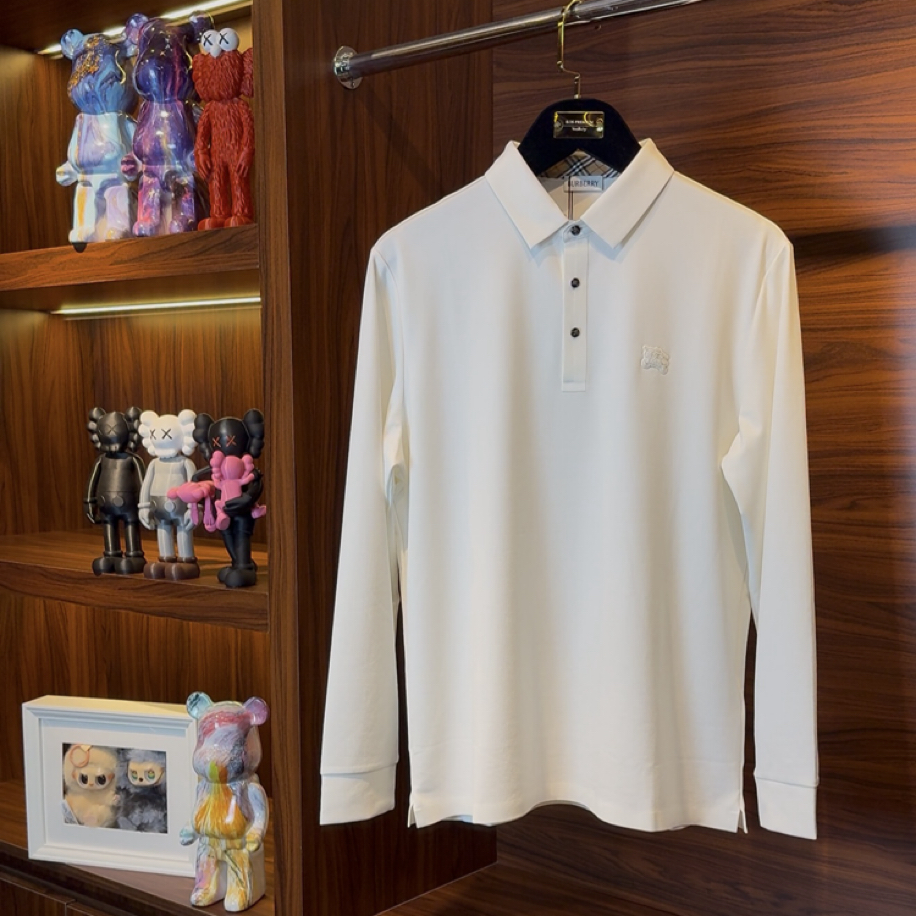 Burberry Uzun Kollu Polo Yaka Beyaz | KOS PREMIUM | Luxury