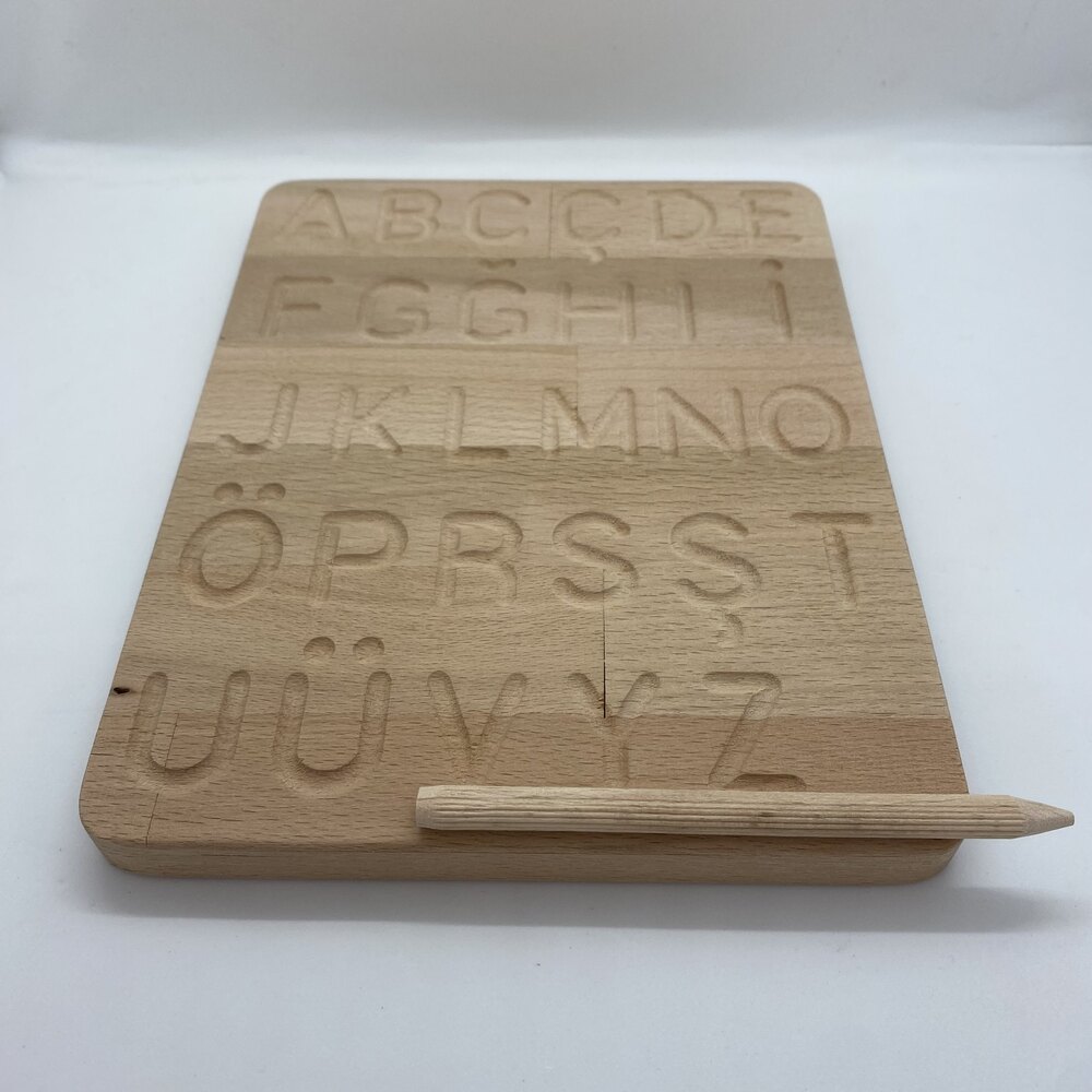 Montessori Ahşap Naturel Alfabe Tahtası Oyuncak ve eğitim materyali.