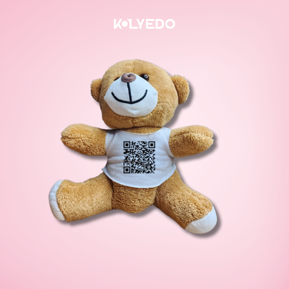 Sevgiliye Özel QR Kodlu Kahverengi Peluş Ayı 22x12 cm