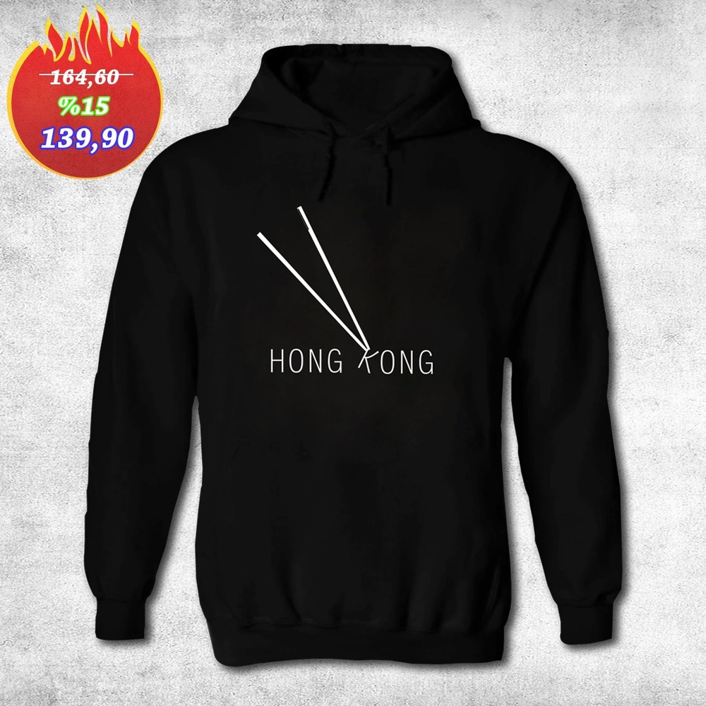 Hoodie Siyah Hong Kong