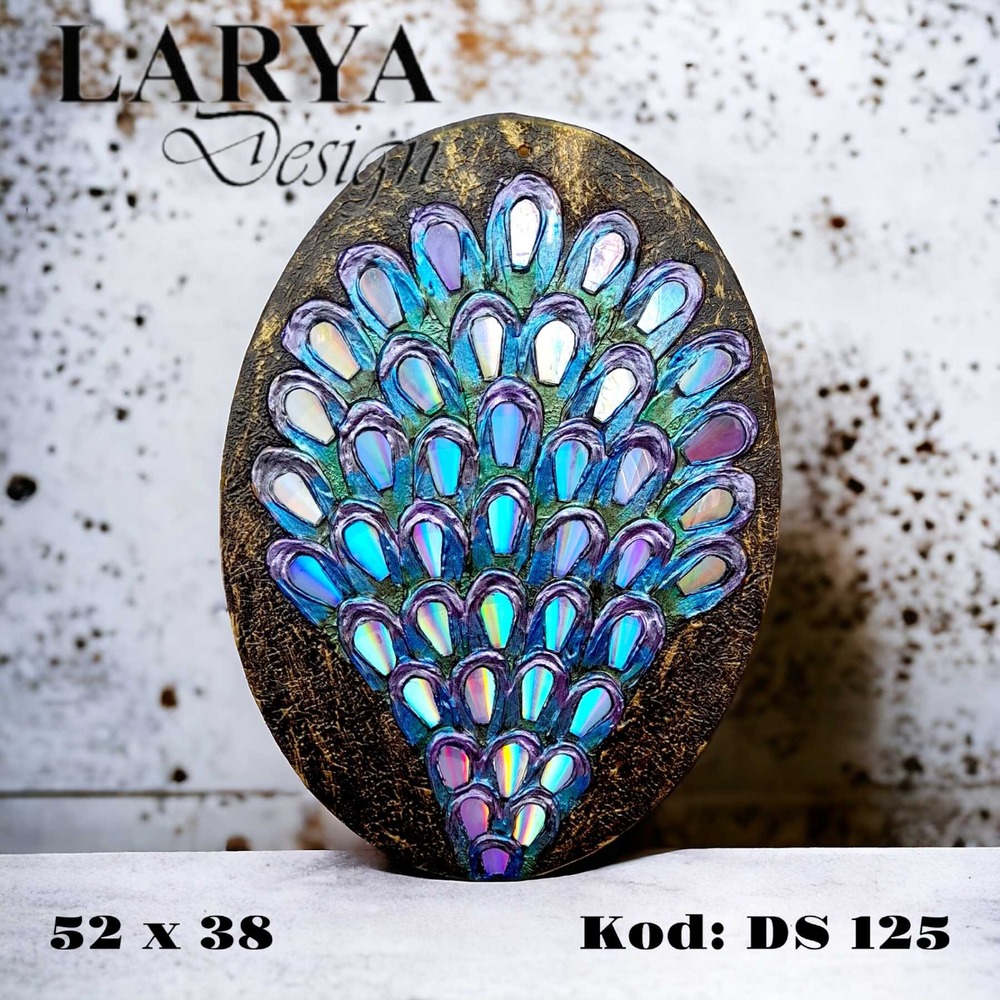 Dekoratif Tavus Kuşu Ahşap Pano DS 125