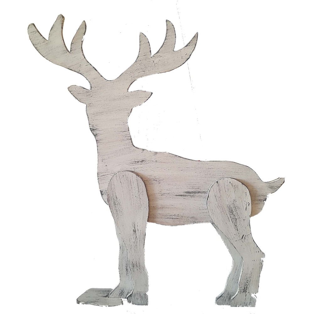 52 cm Dekoratif Yılbaşı Süsü Ahşap Geyik