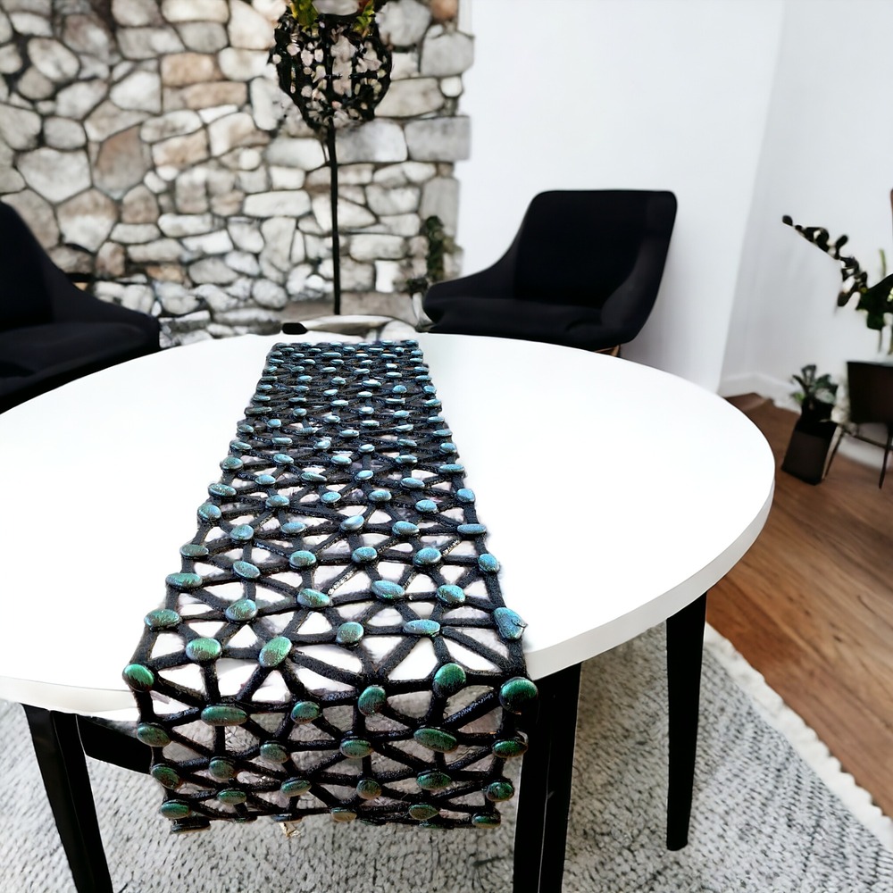 Tasarım Runner Yeşil Küçük Doğal Taş - DM 105