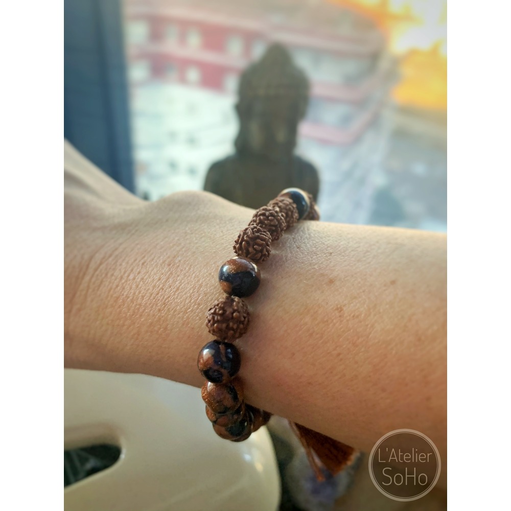 Yıldız Taşı & Rudraksha Tohumu Mantra Bileklik