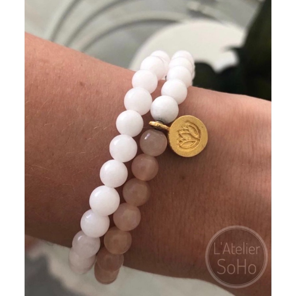 Rose Quartz & Ay Taşı Mantra Bileklik
