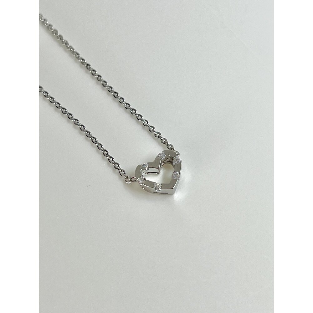 Silver Zirkon Taşlı Kalp Kolye 