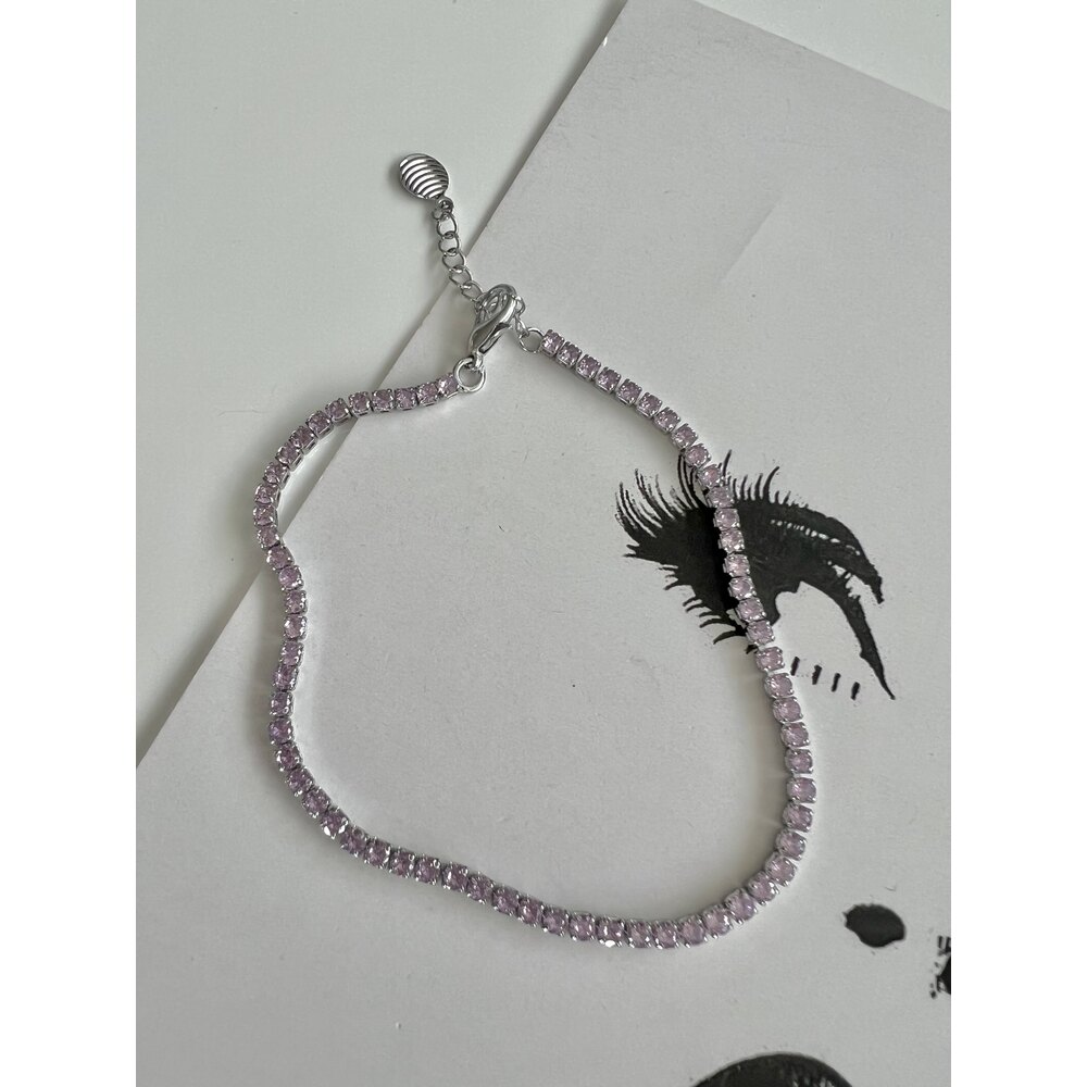 Silver Pembe Taş Suyolu Halhal