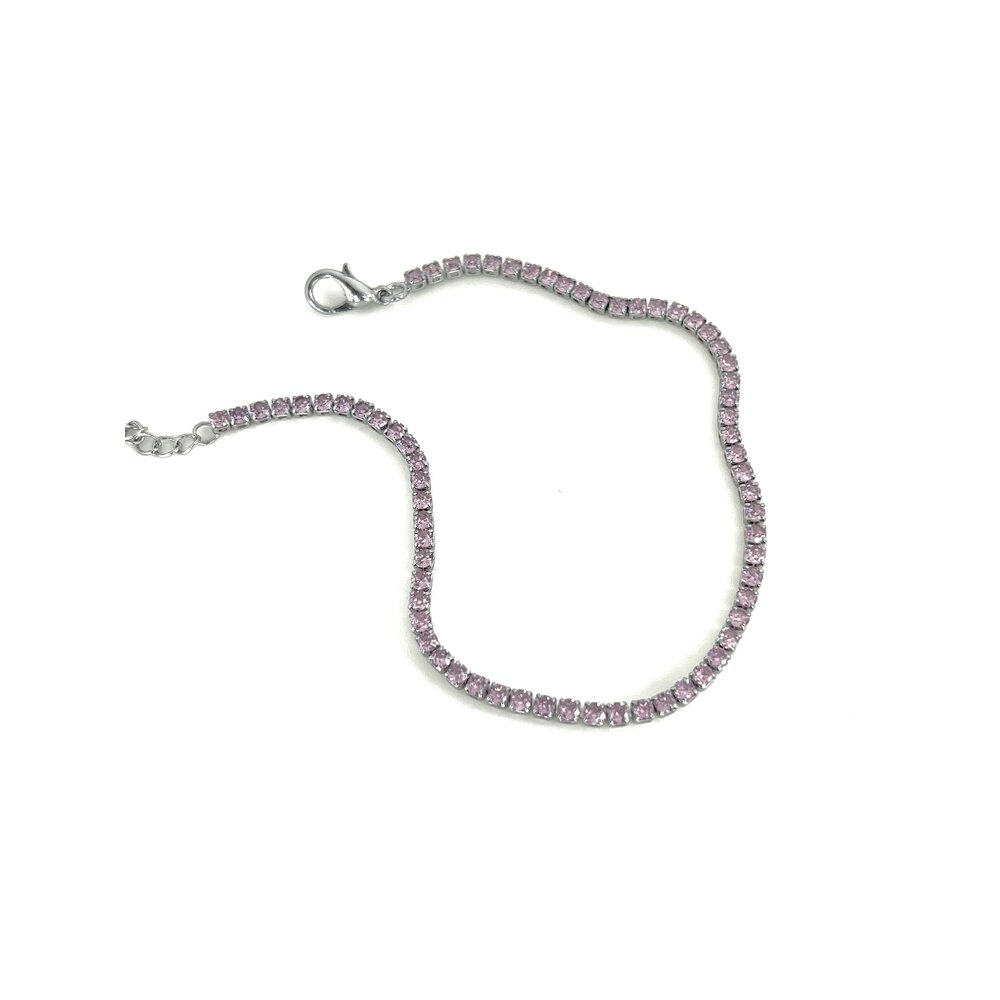 Silver Pembe Taş Suyolu Halhal
