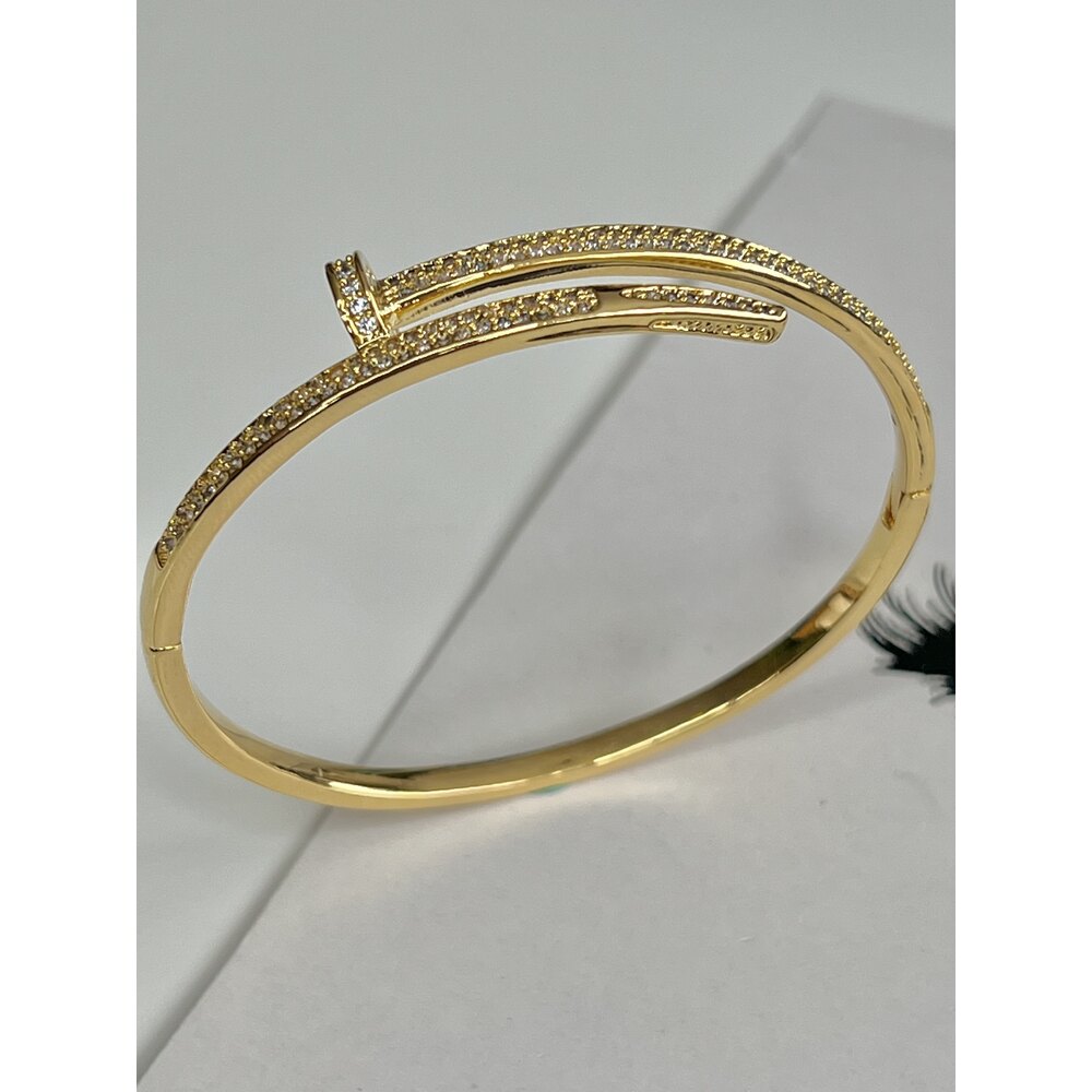  Gold Zirkon Taşlı Çivi Kelepçe Bileklik 