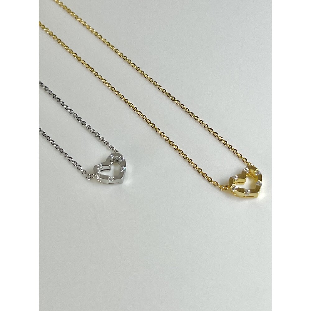 Silver Zirkon Taşlı Kalp Kolye 