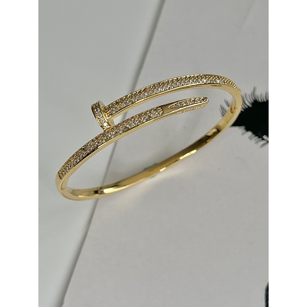  Gold Zirkon Taşlı Çivi Kelepçe Bileklik 