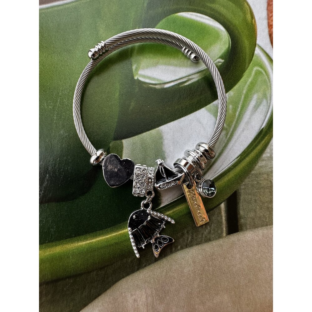 Pandora Model Siyah Balık Charm Çelik Bileklik