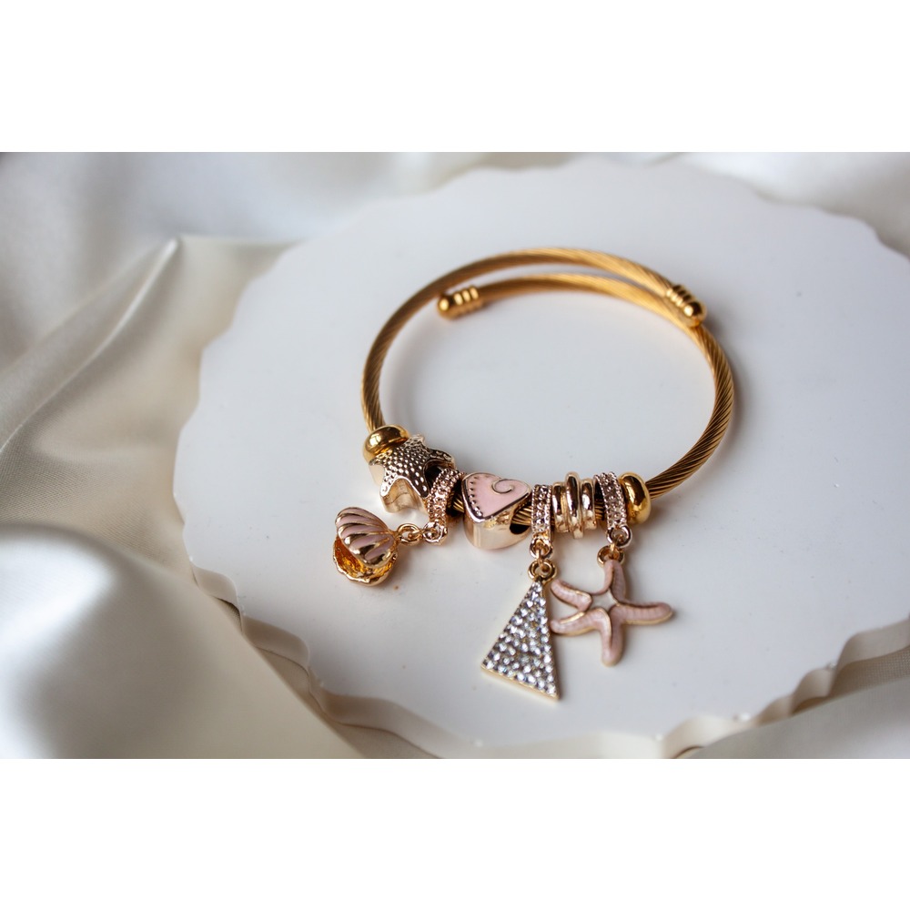 Pandora Model  Pembe Deniz Yıldızı Charm Çelik Bileklik