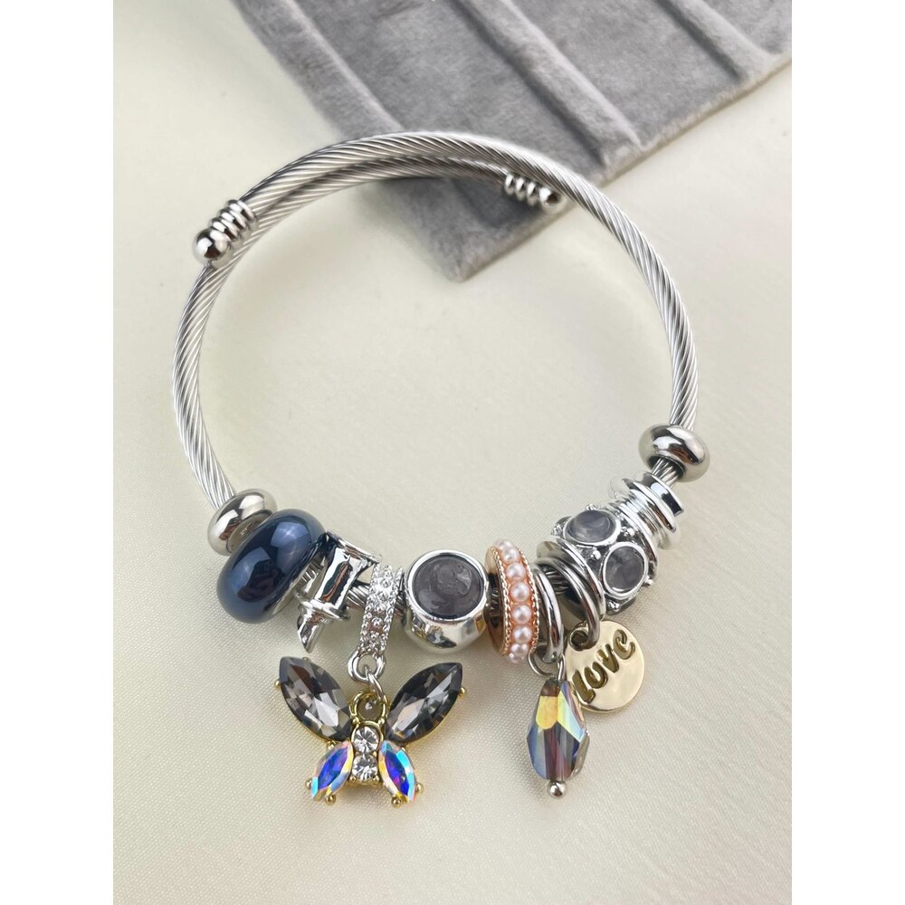 Pandora Model Kelebek Charm Çelik Bileklik