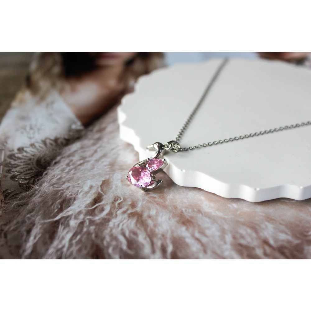 Pink Swan Steel Necklace