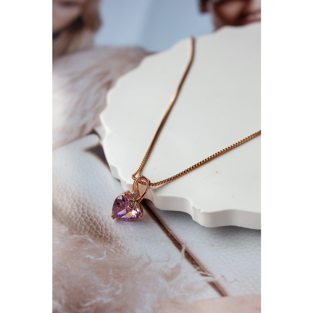 Pink Hearth Steel Necklace 
