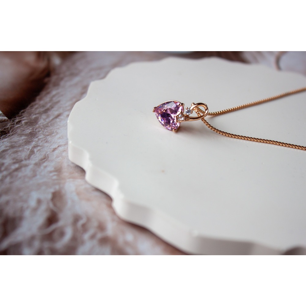 Pink Hearth Steel Necklace 
