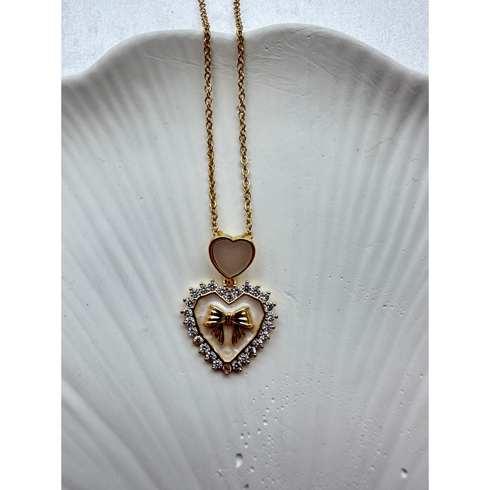 Ribbon of Heart Steel Necklace