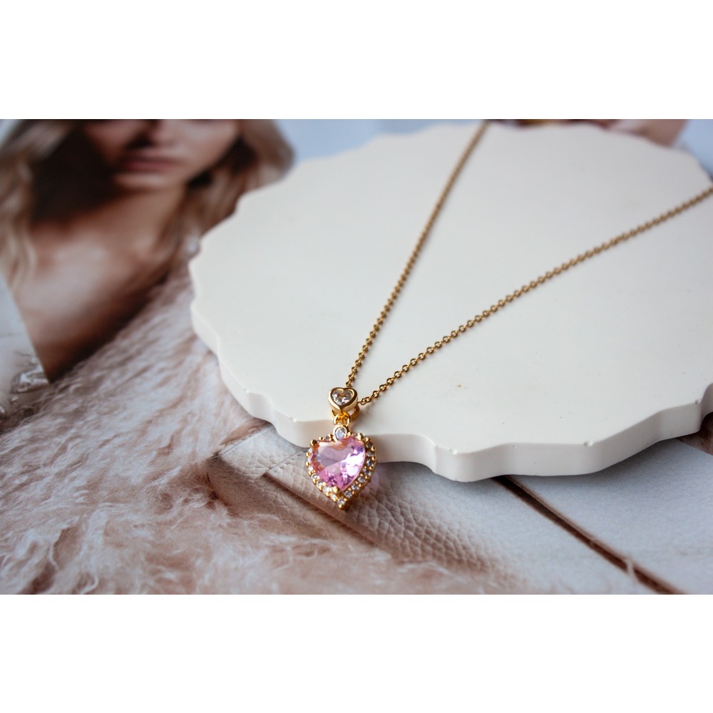 Pink Hearth Steel Necklace