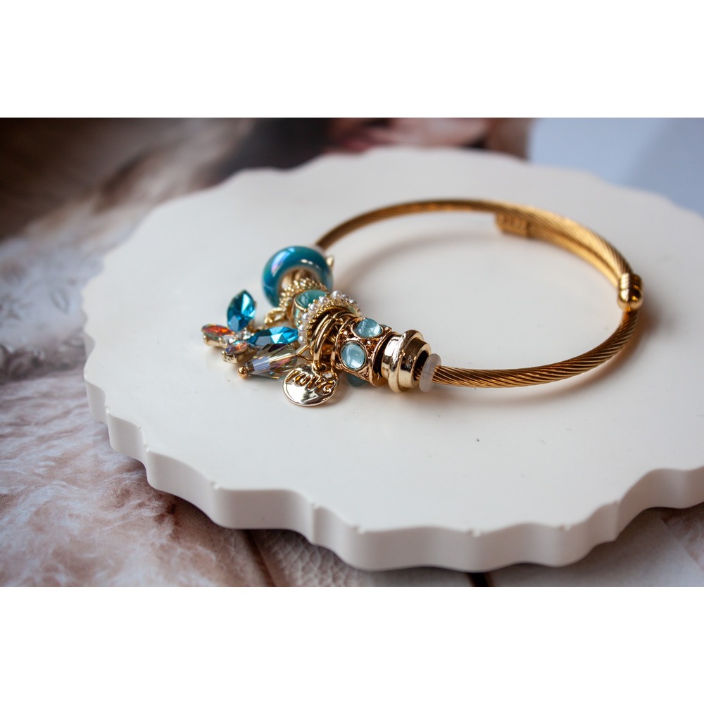 Pandora Model Mavi Kelebek Charm Çelik Bileklik