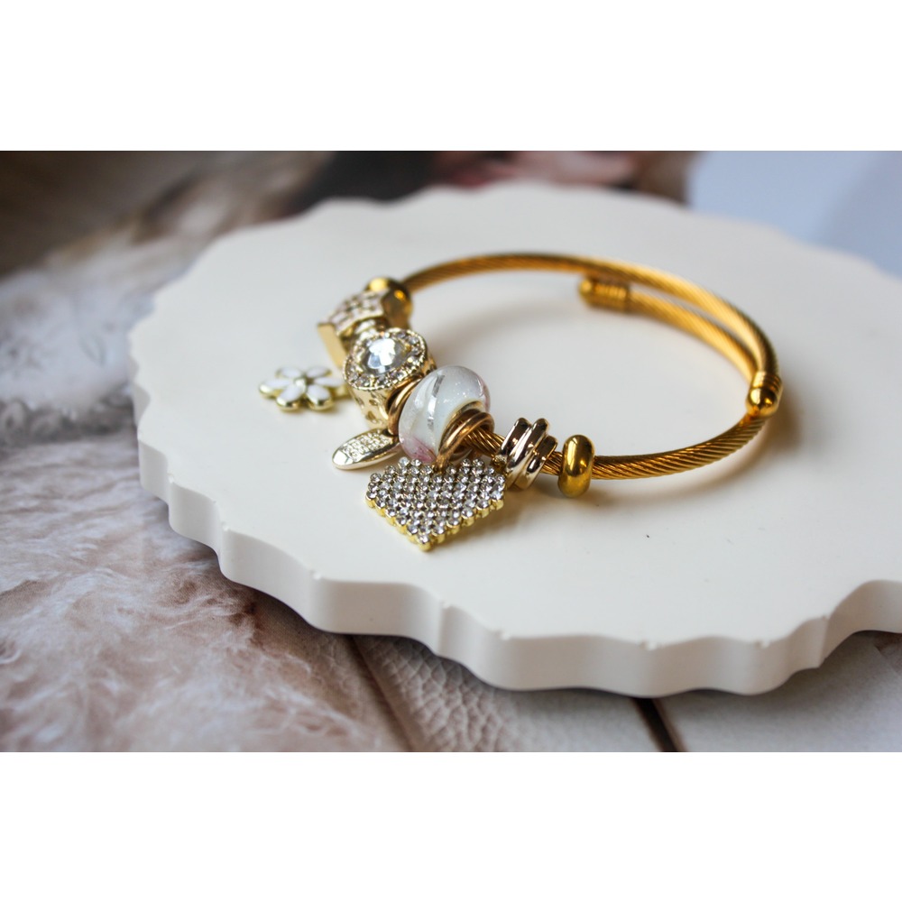 Pandora Model Kalp Charm Çelik Bileklik