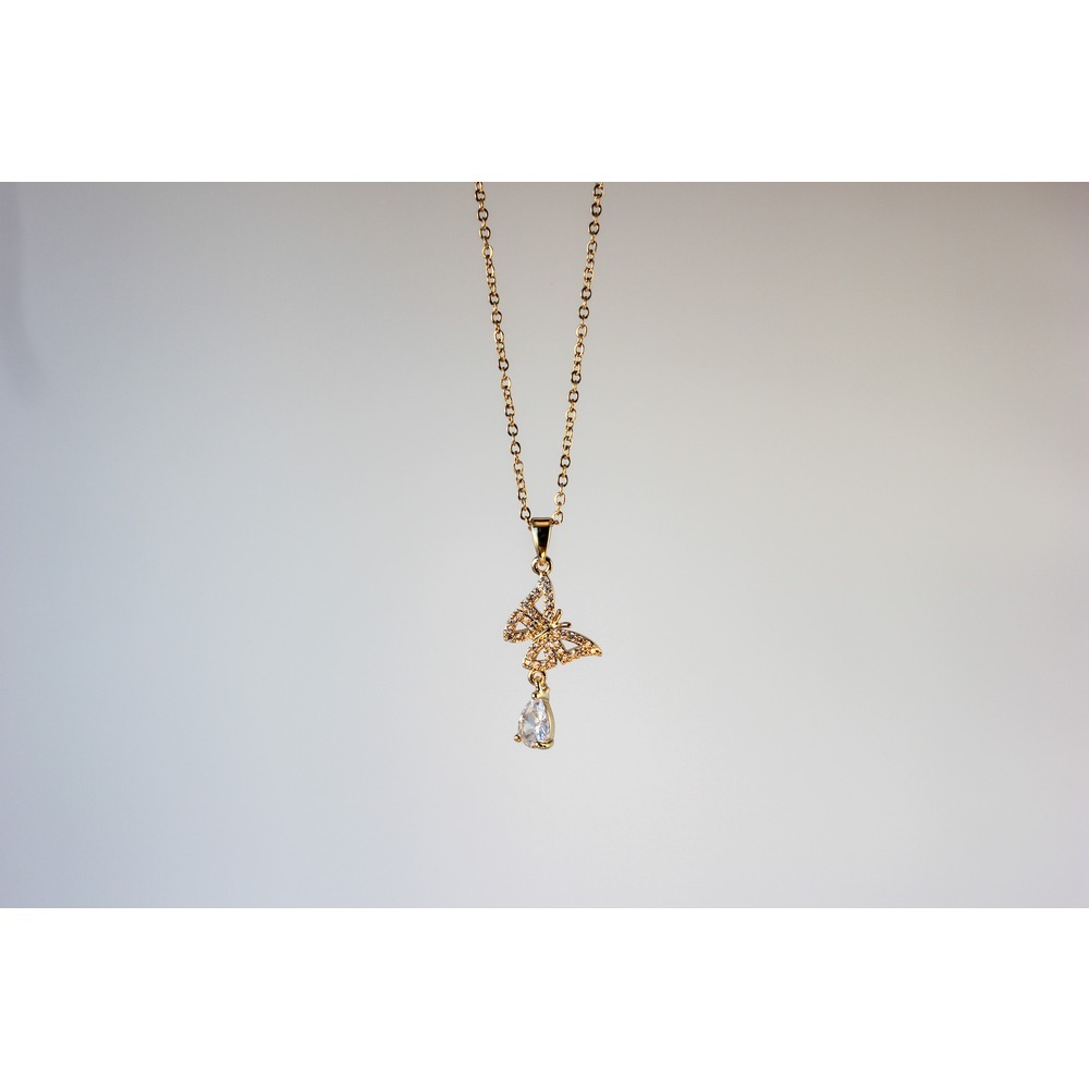 Butterfly Diamond Steel Necklace