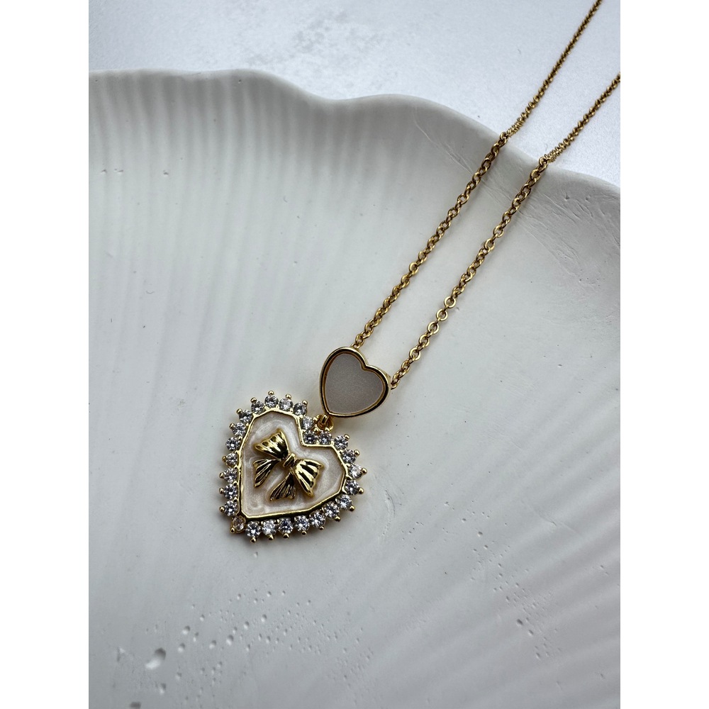 Ribbon of Heart Steel Necklace