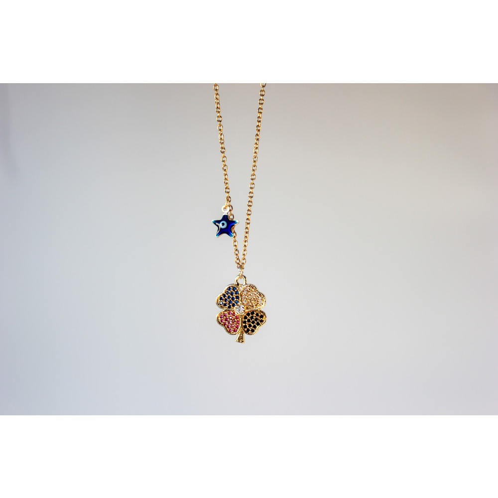 Colourful Clover Steel Necklace