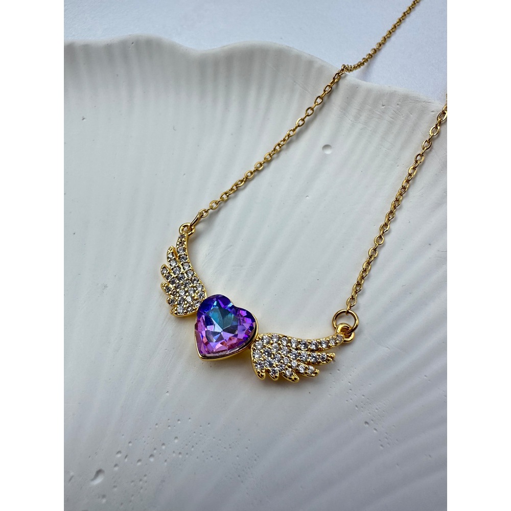 Winged Hearth Steel Necklace