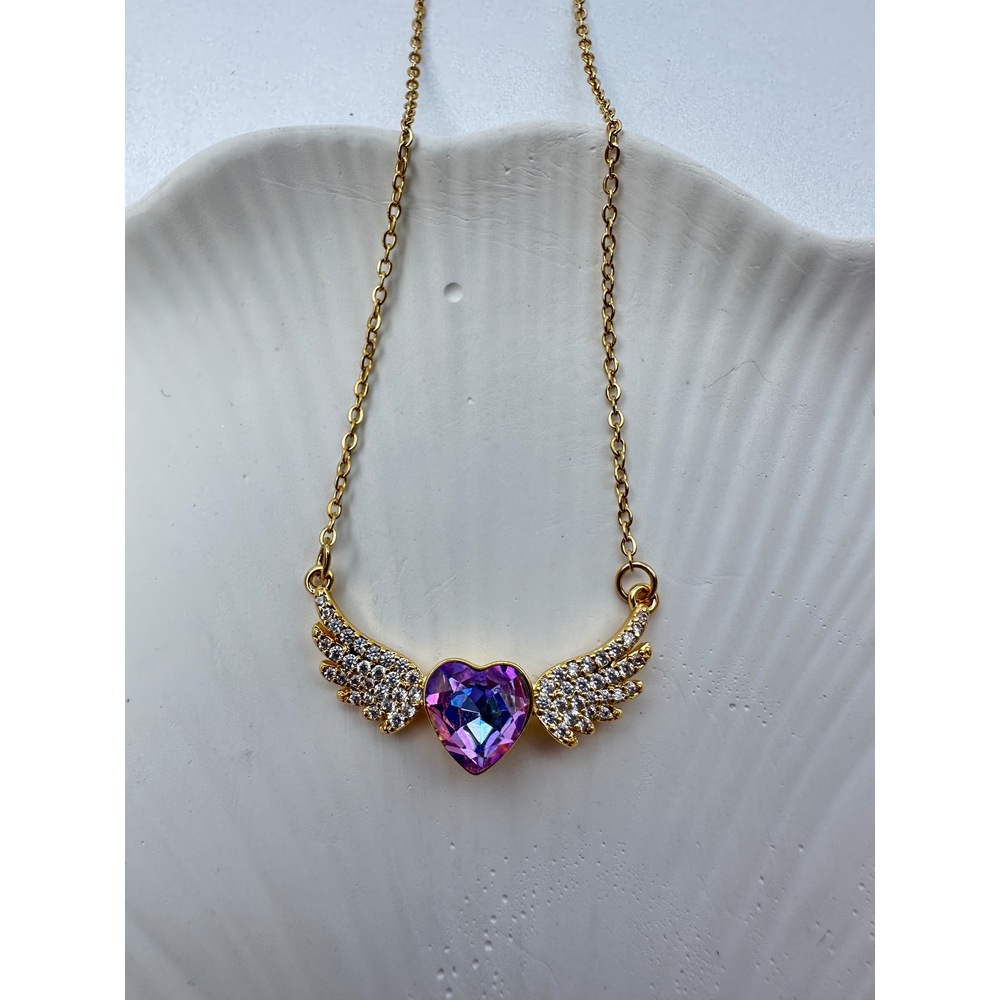 Winged Hearth Steel Necklace