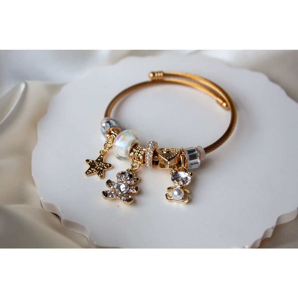 Pandora Model Beyaz Ayı Charm Çelik Bileklik