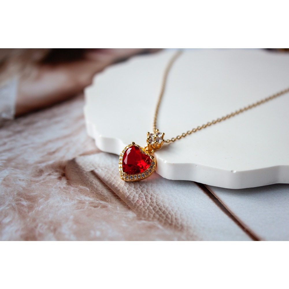 Red Hearth Steel Necklace