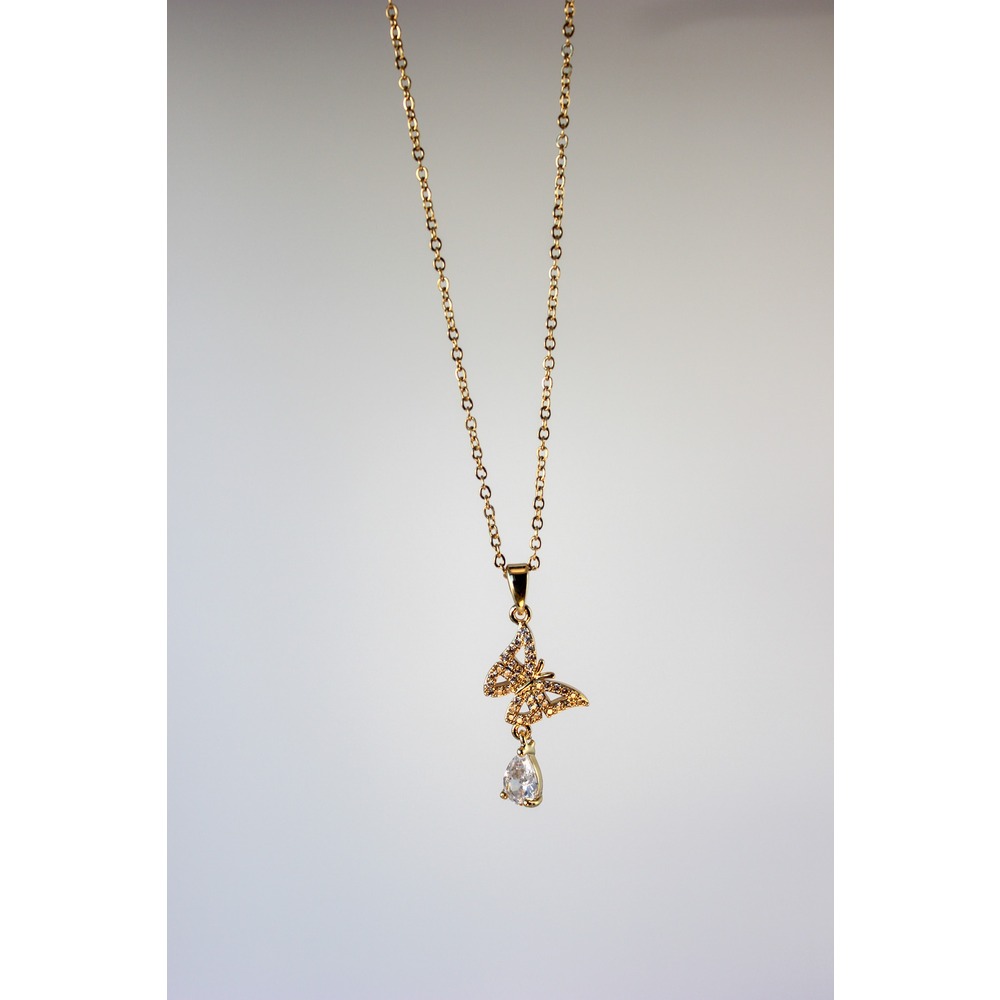 Butterfly Diamond Steel Necklace
