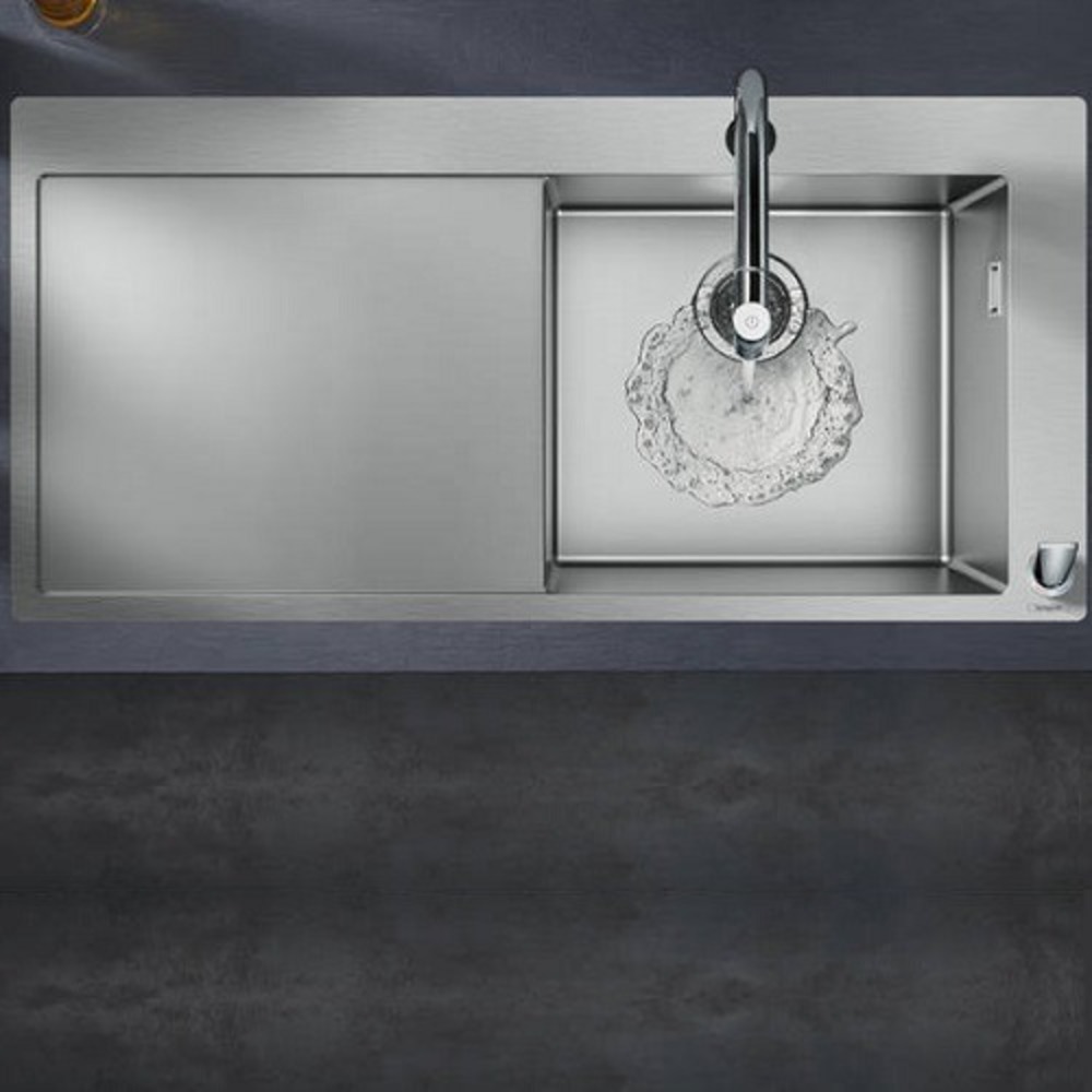 HANSGROHE Paslanmaz Çelik Ankastre Eviye + Çekilebilir El Duşlu Batarya + Sifon Seti  - (43205000)