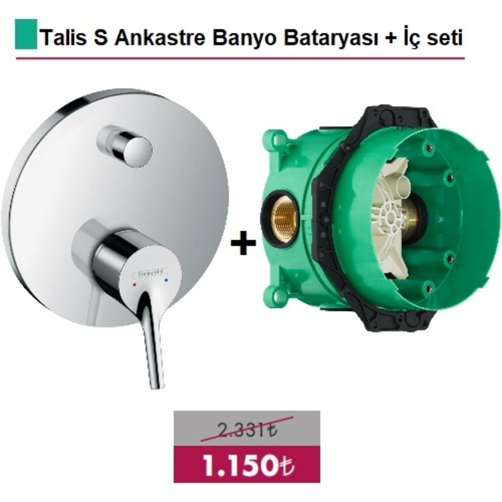 HANSGROHE Talis S Ankastre Banyo Bataryası + İç set - (72405000 + 01800180)