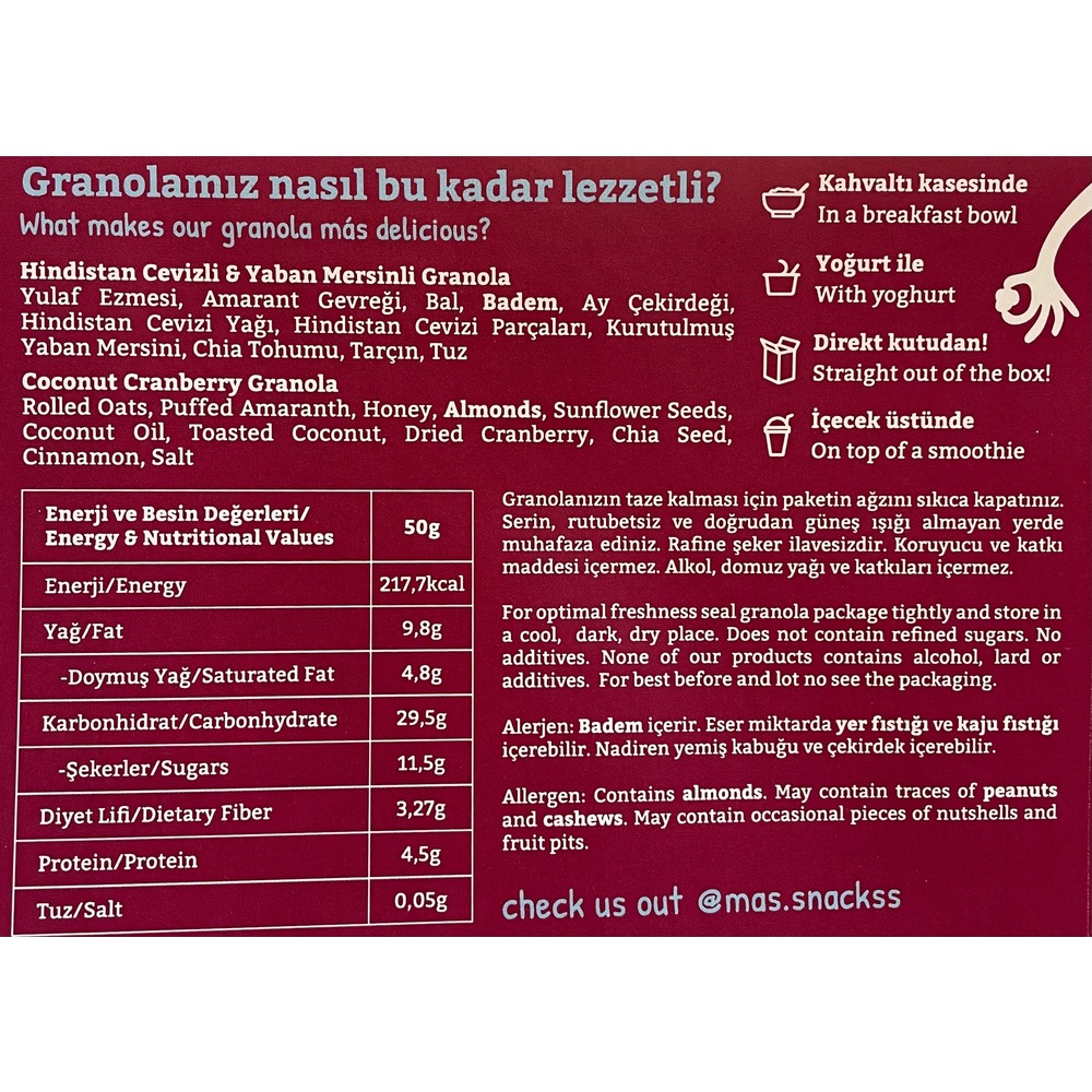 Coconut cranberry granola