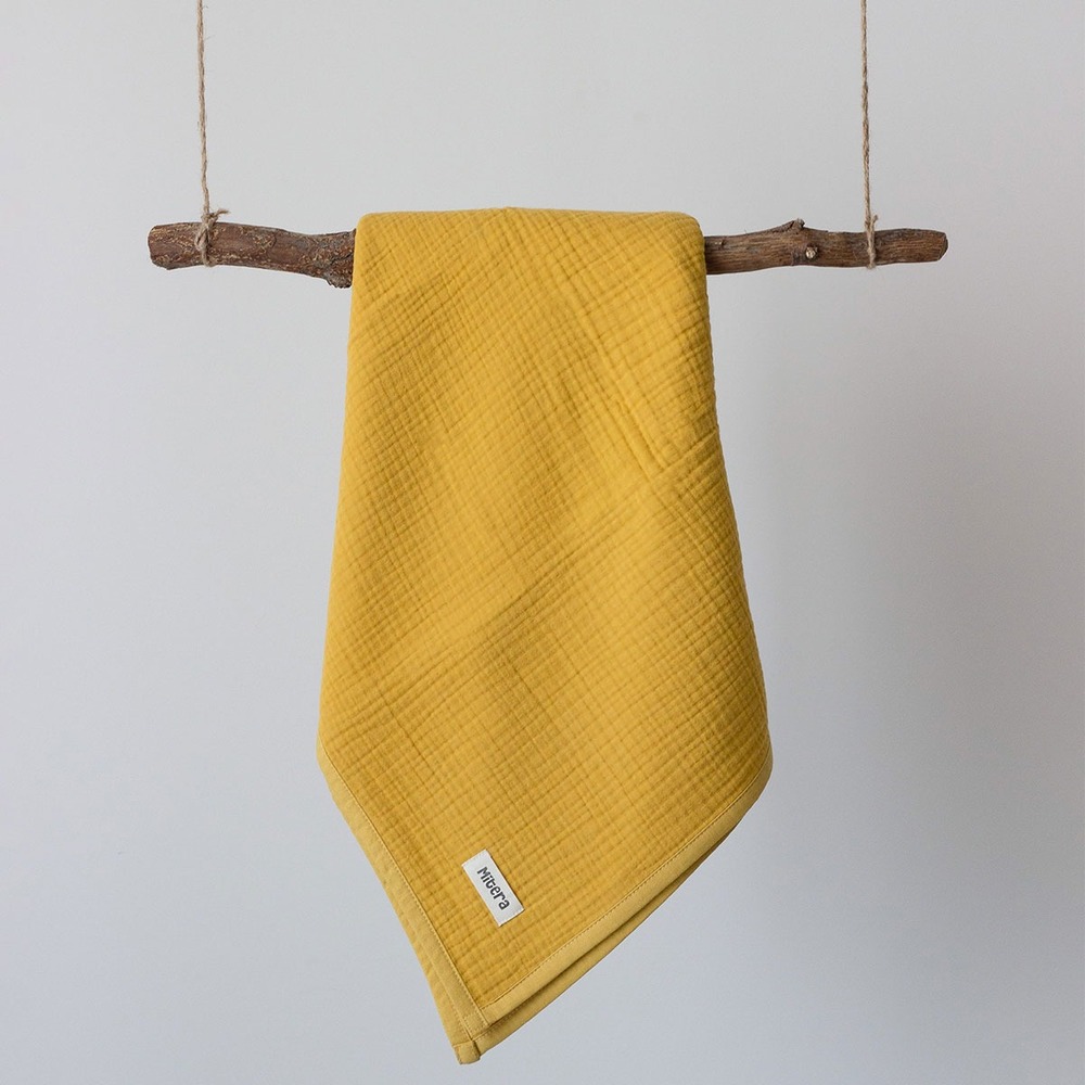 4 Katlı Organik Müslin battaniye - YELLOW MUSTARD