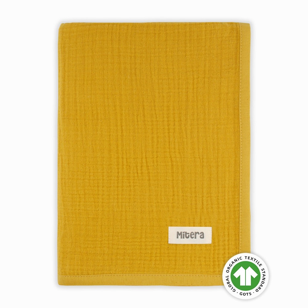 4 Katlı Organik Müslin battaniye - YELLOW MUSTARD