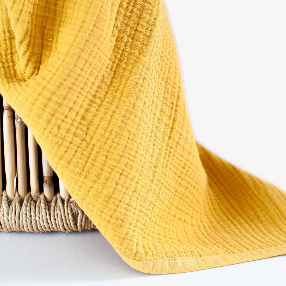 4 Katlı Organik Müslin battaniye - YELLOW MUSTARD