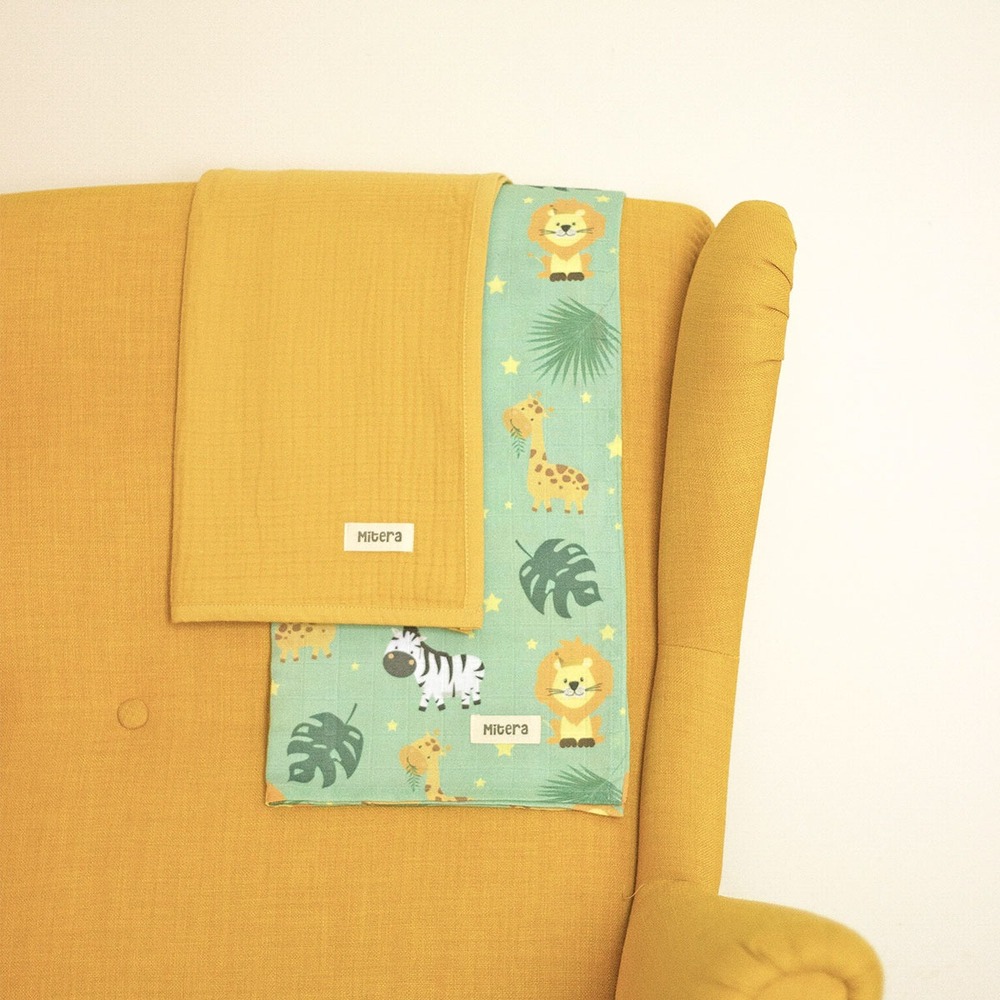 4 Katlı Organik Müslin battaniye - YELLOW MUSTARD