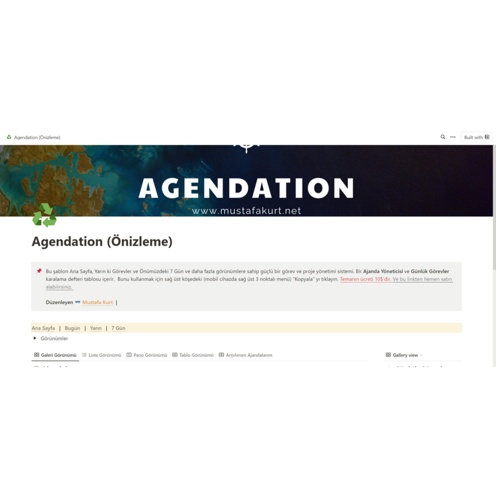 Agendation - Notion Akıllı Ajanda Teması