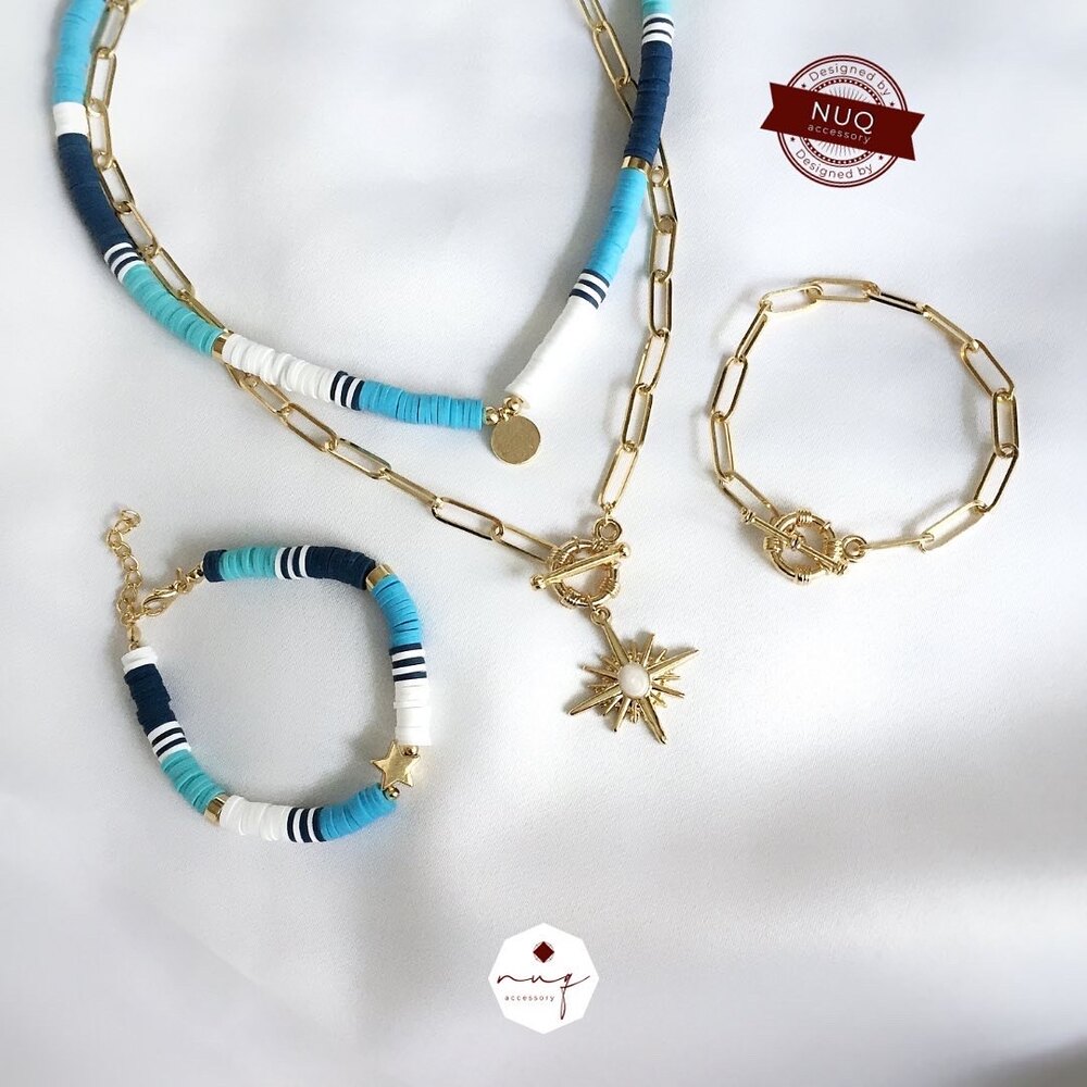 Çok Renkli Fimo ve Ataç zincir Kolye-Bileklik seti | NUQ Accessory