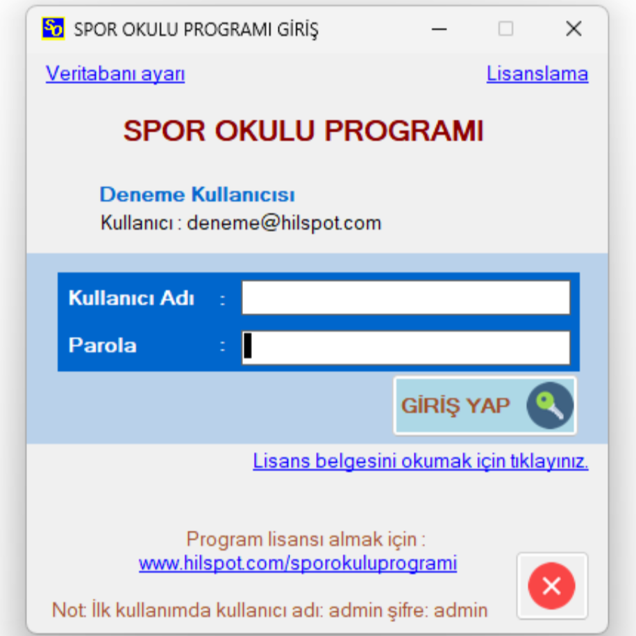 Spor Okulu ve Aidat Takip Yazılımı Lisansı