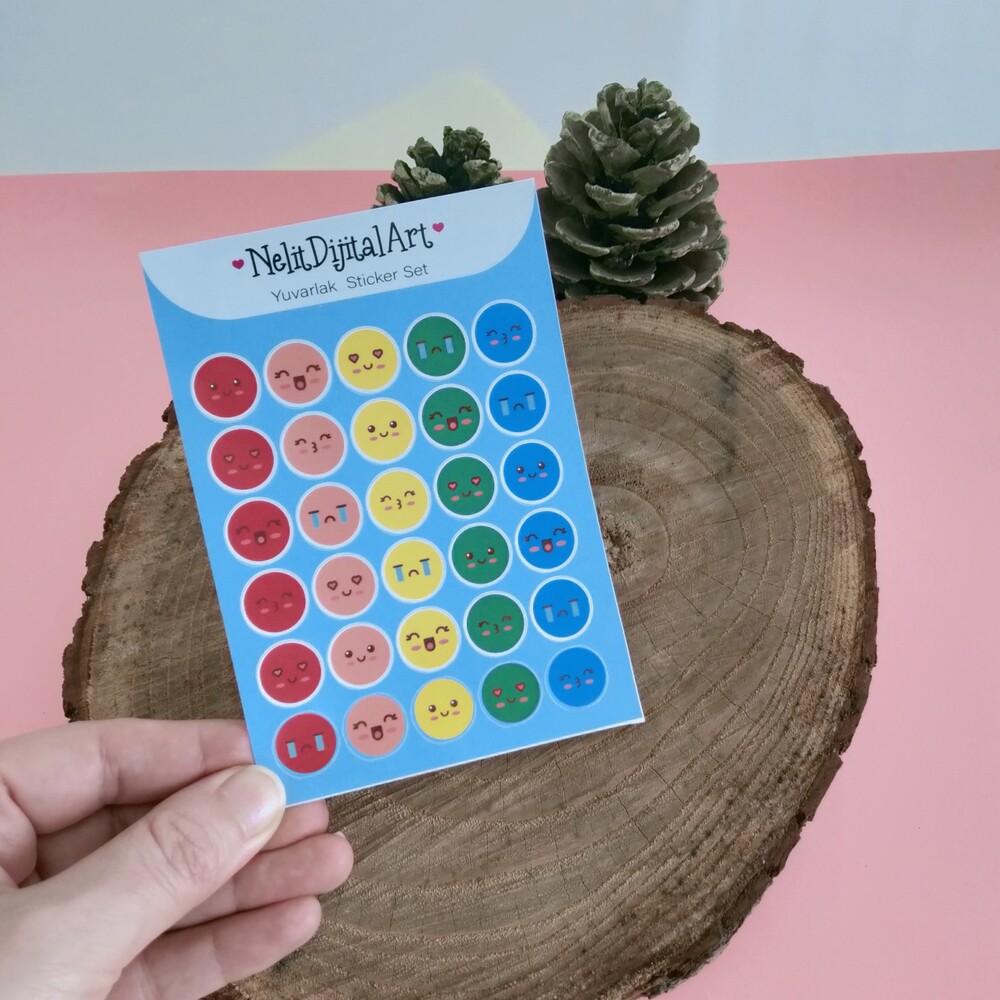 yuvarlak yüz Sticker Seti 